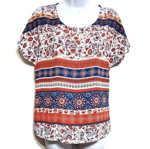 Skies Are Blue Floral Short Sleeve Blouse